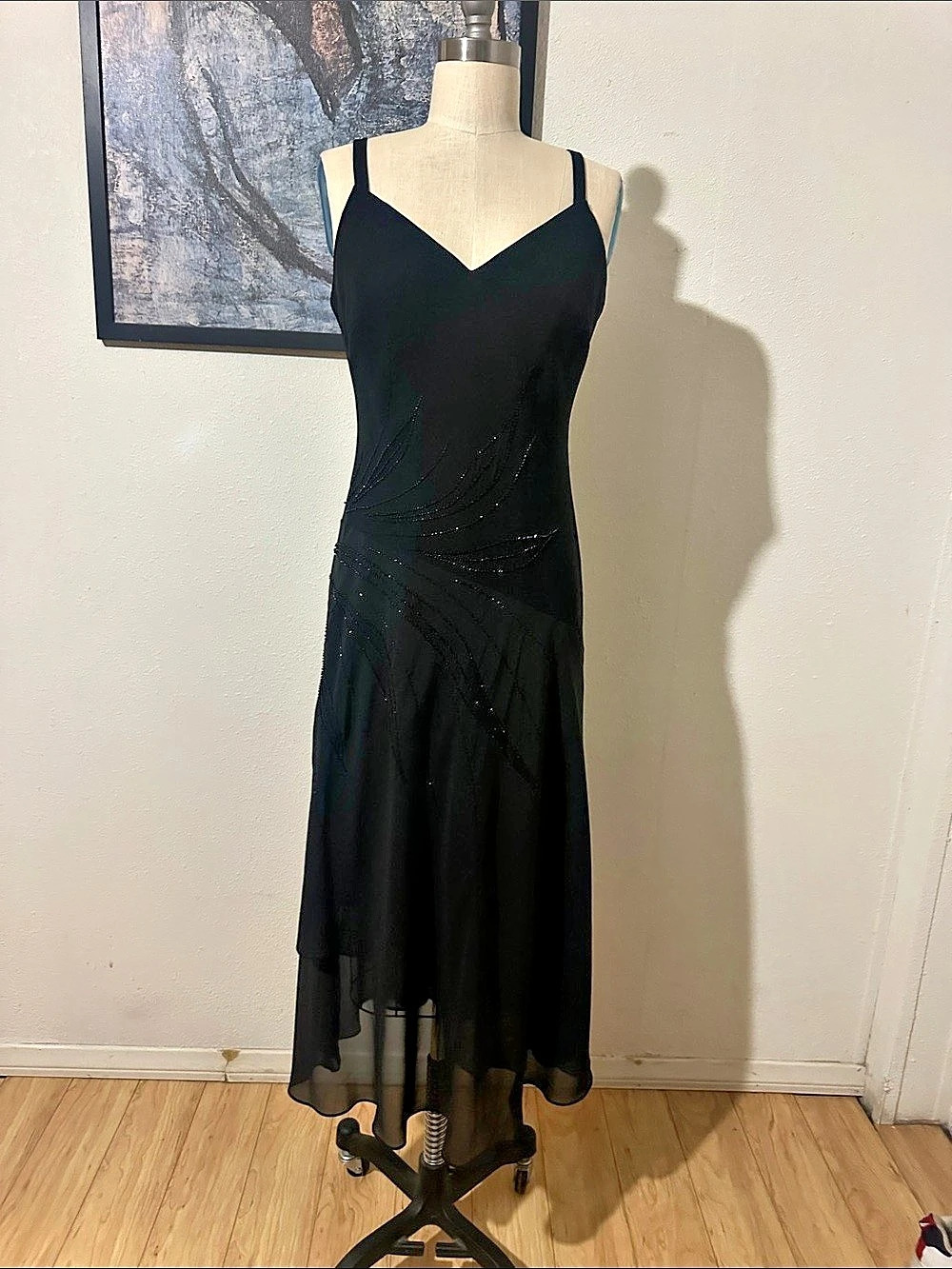 Black Midi Slip Dress Like New